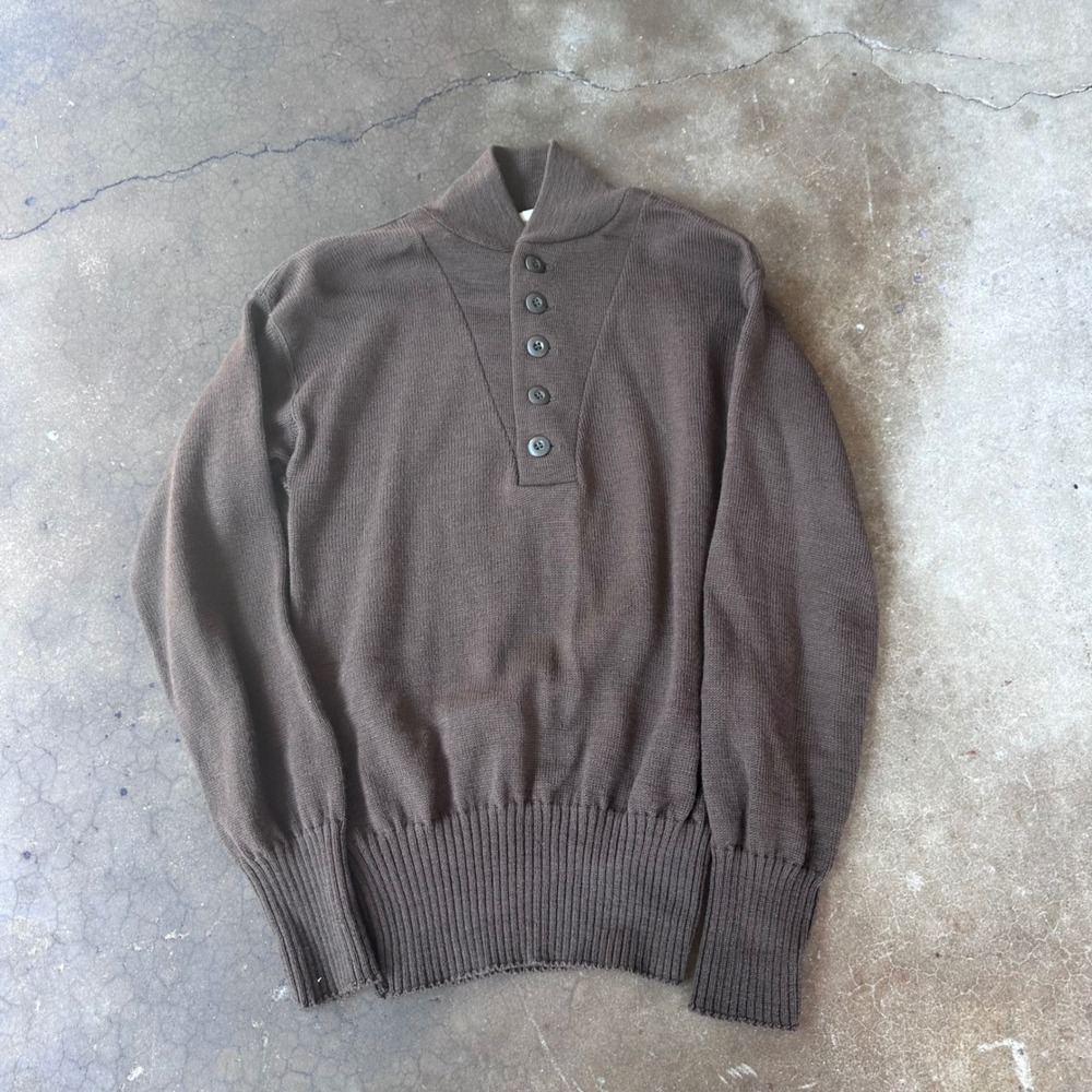 Jack Young Associates Wool Sweater Men Medium Brown Excellent 5-Button Military